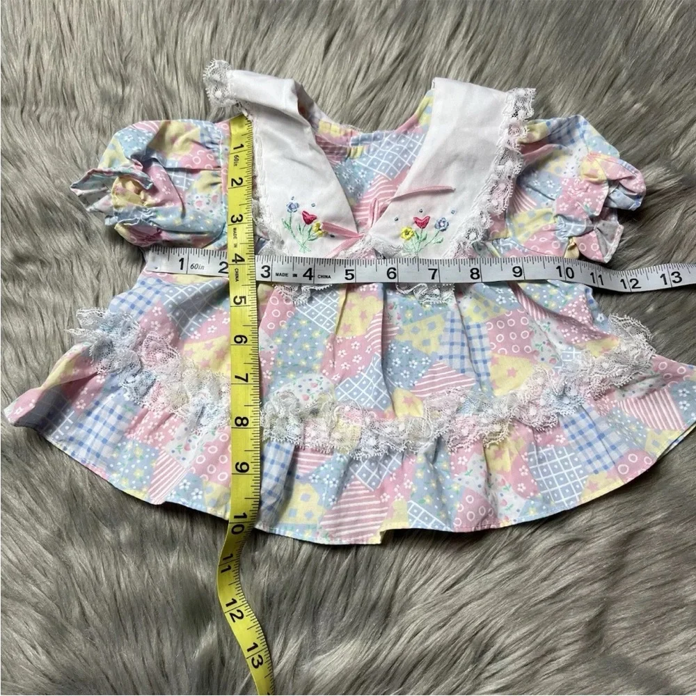 Vintage Cradle Togs Baby Girls Patchwork Floral Ruffle Lace Dress